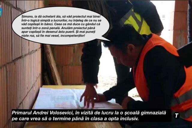 Incident la vizita primarului Volosevici pe șantierul școlii: A scos limba la diriginte