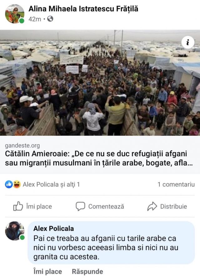   Alina Istrătescu, șefa Comunicării din Primăria Ploiești, trăiește o cufureală introspectivă de clasa a IV-a, certând refugiații afgani