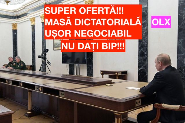 SURSE NATO: Putin a cumpărat masa aia lungă de pe OLX, de la primarul Ploieștiului